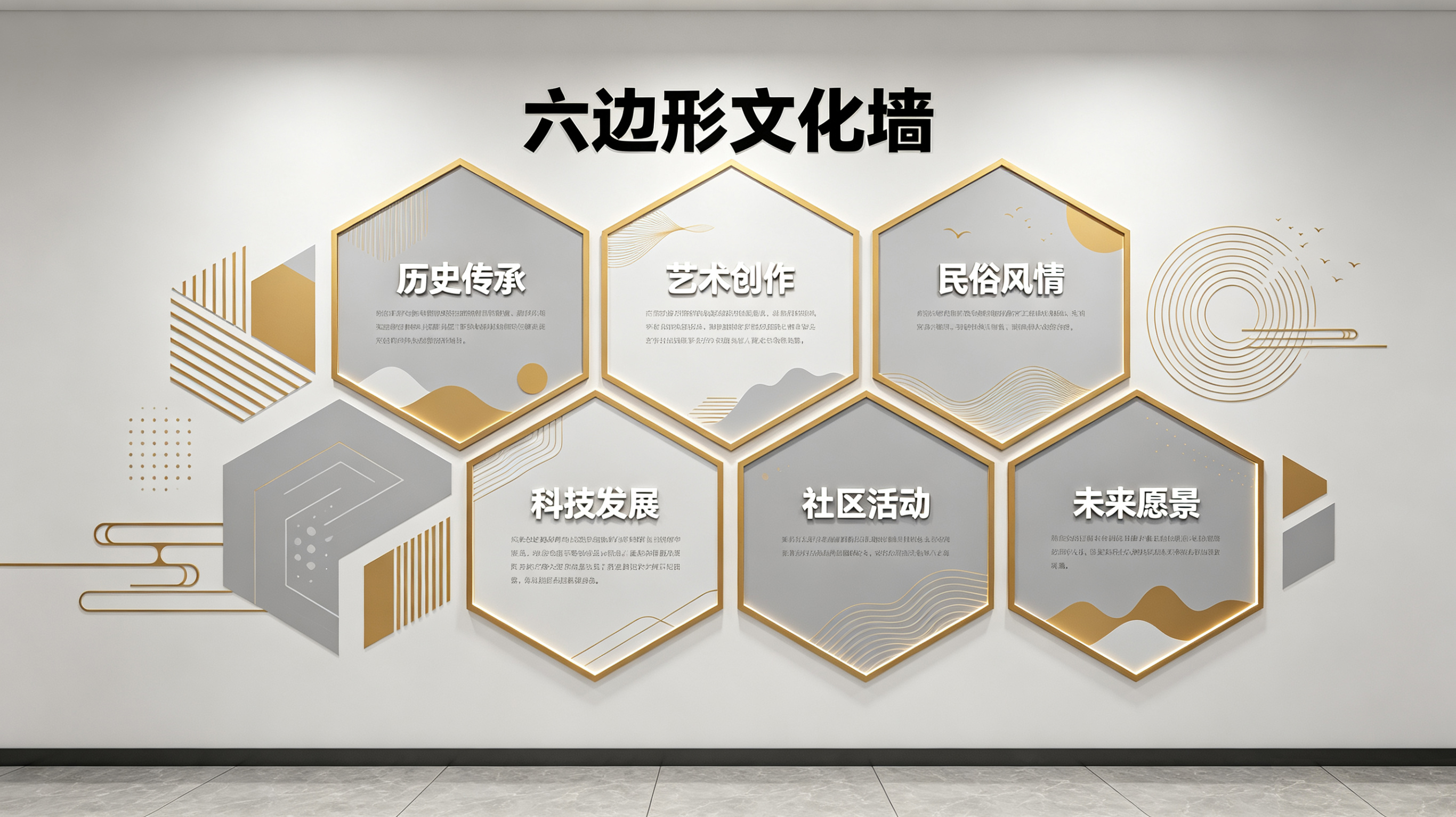 石门企业文化墙 | 六边形信息美学